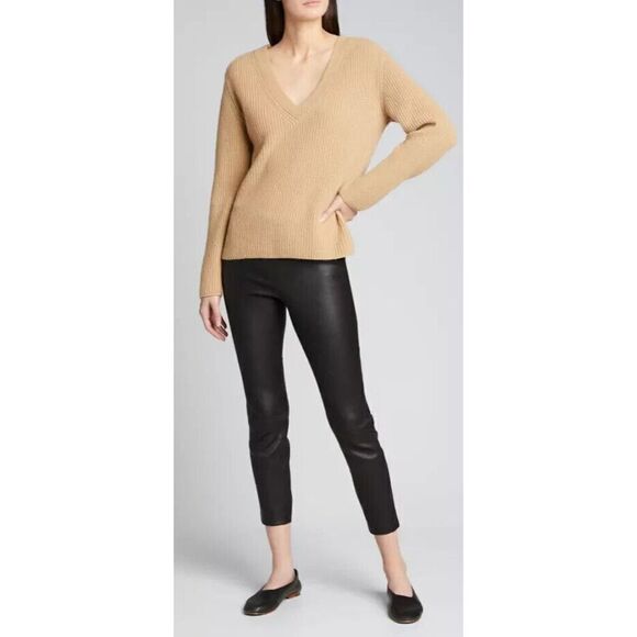 Women's Vince  Shaker Rib Knit V-Neck Cashmere Sweater in Hazel Size XS - Picture 2 of 5